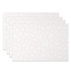 Lofaris Dense Pink Line Love Hearts White Set Of 4 Placemats