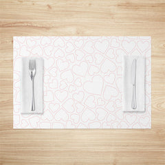 Lofaris Dense Pink Line Love Hearts White Set Of 4 Placemats