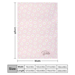 Lofaris Dense Pink White Daisy Floral Custom Name Blanket