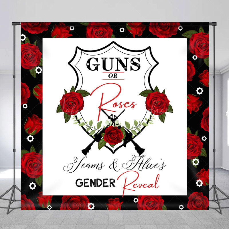 Lofaris Dense Red Rose Custom Name Gender Reveal Backdrop