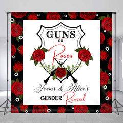 Lofaris Dense Red Rose Custom Name Gender Reveal Backdrop