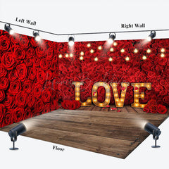 Lofaris Dense Red Rose Love Valentines Day Room Set Backdrop