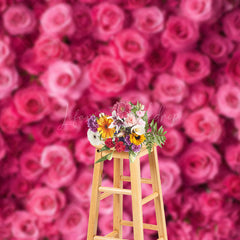 Lofaris Dense Romantic Hot Pink Rose Valentines Day Backdrop