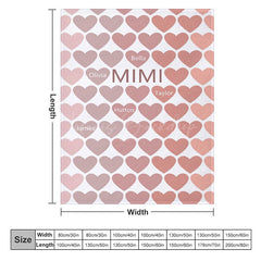 Lofaris Dense Romantic Pink Heart Custom Family Name Blanket