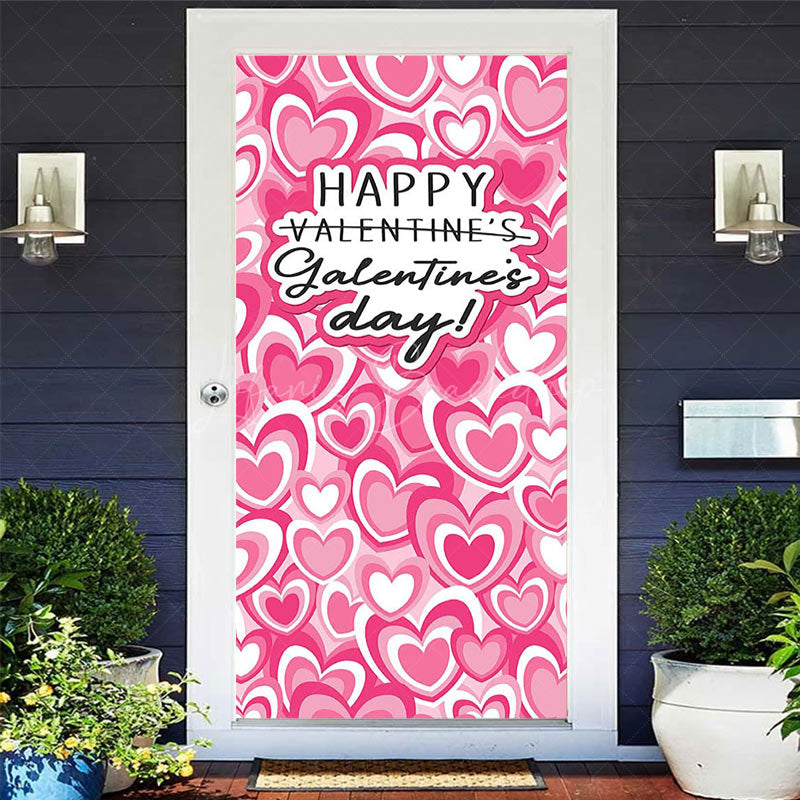 Lofaris Dense Romantic Pink Hearts Valentines Day Door Cover