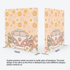 Lofaris Dense Sun Floral Groovy Car Tension Fabric Backdrop