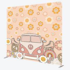 Lofaris Dense Sun Floral Groovy Car Tension Fabric Backdrop