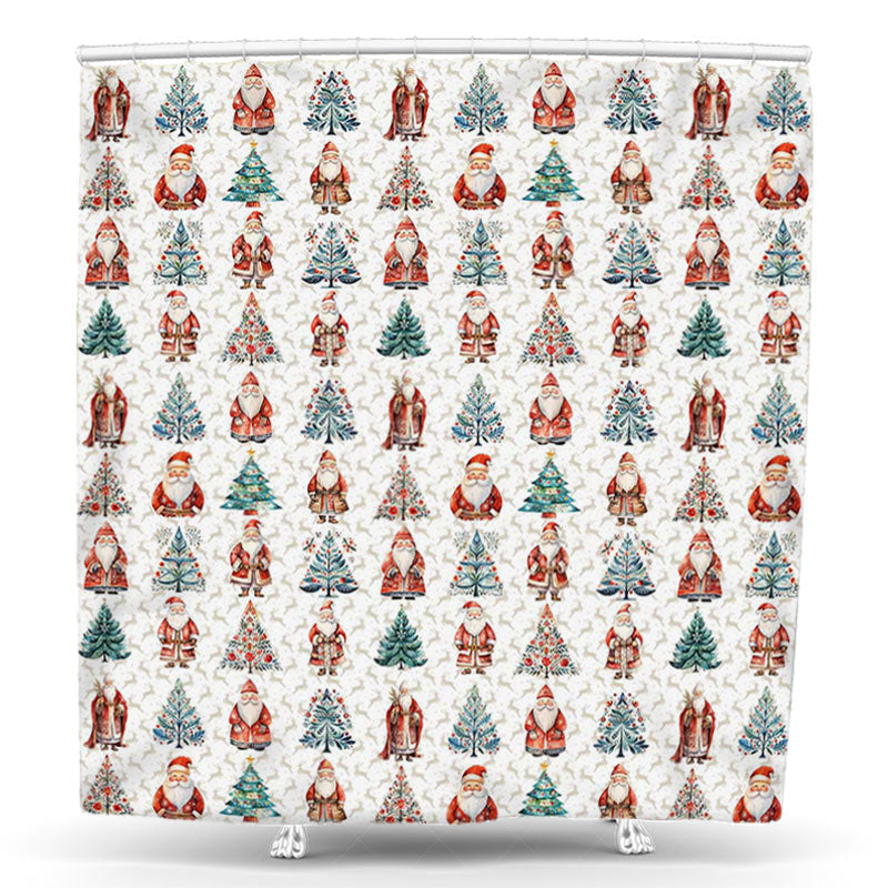 Lofaris Dense Trees Santa Claus Christmas Shower Curtain