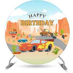 Lofaris Desert Buggy Road Mountain Round Birthday Backdrop