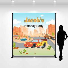 Lofaris Desert Road Car Custom Name Birthday Party Backdrop