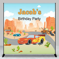 Lofaris Desert Road Car Custom Name Birthday Party Backdrop