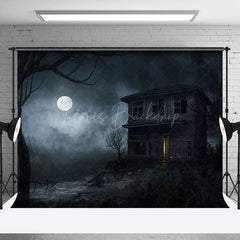 Lofaris Deserted Mountain House Night Halloween Backdrop