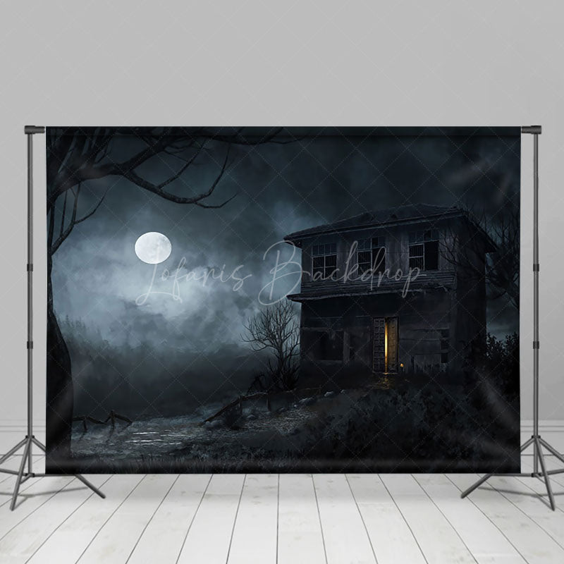 Lofaris Deserted Mountain House Night Halloween Backdrop