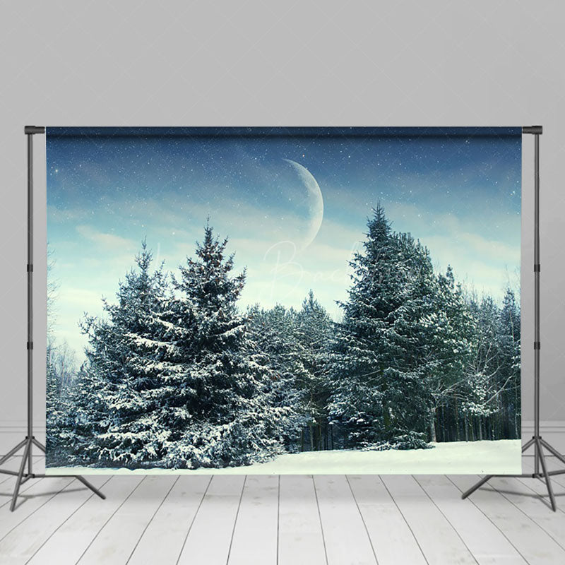 Lofaris Dim Cold Evening Snow Forest Moon Winter Backdrop