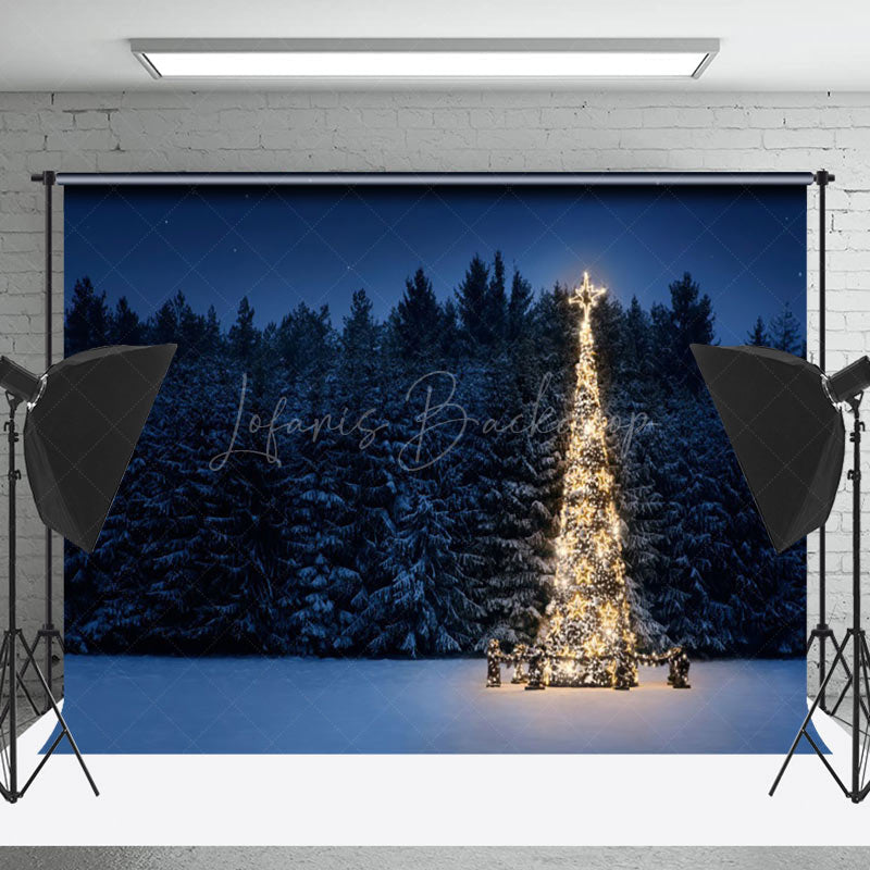 Lofaris Dim Light Christmas Trees Forest Winter Backdrop