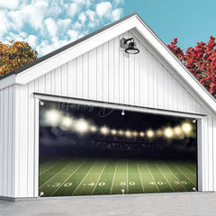 Lofaris Dim Light Football Field Grass Garage Door Banner