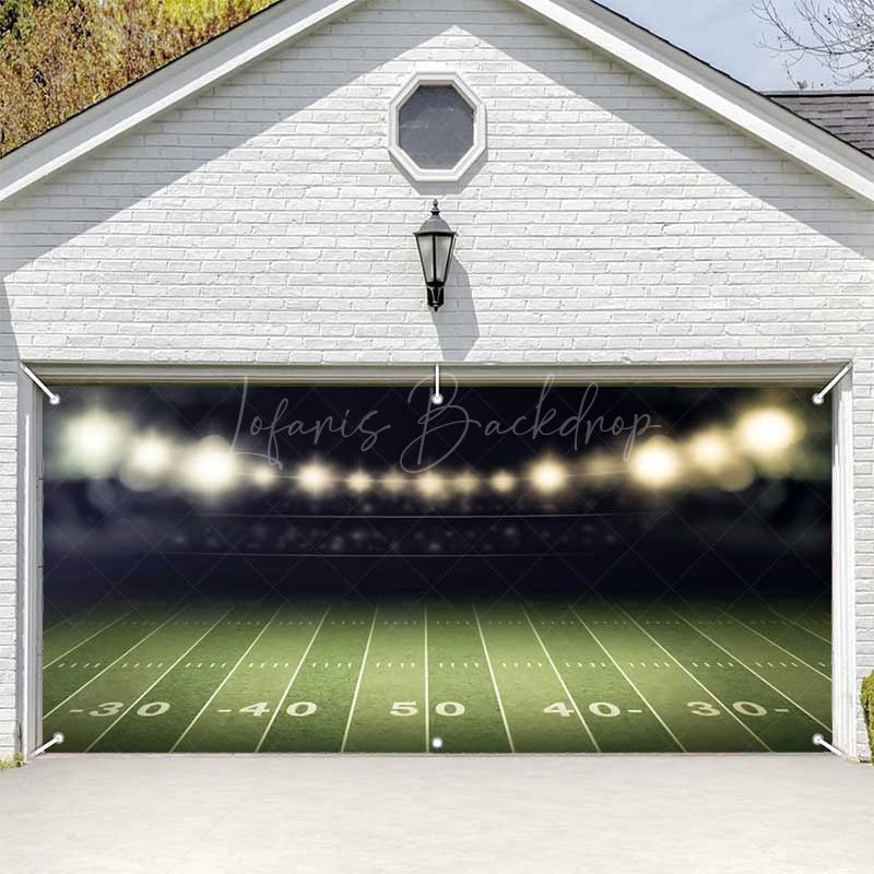 Lofaris Dim Light Football Field Grass Garage Door Banner