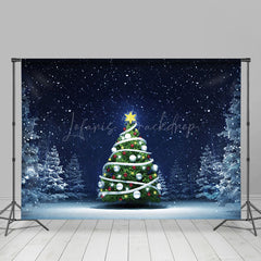 Lofaris Dim Light Snow Star White Christmas Tree Backdrop