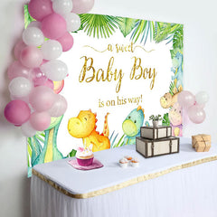 Lofaris Dinosaur Green Sweet Baby Shower Party Backdrop