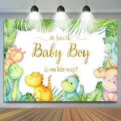 Lofaris Dinosaur Green Sweet Baby Shower Party Backdrop