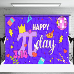 Lofaris Disco Ball Purple Blue Lines Happy Pi Day Backdrop