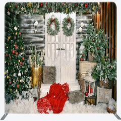 Lofaris Door Wreath Pine Tree Christmas Pillow Case Backdrop