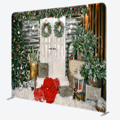 Lofaris Door Wreath Pine Tree Christmas Pillow Case Backdrop