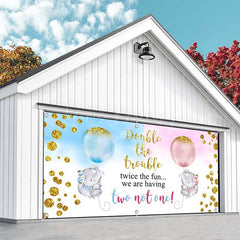 Lofaris Double The Trouble Baby Shower Garage Door Banner