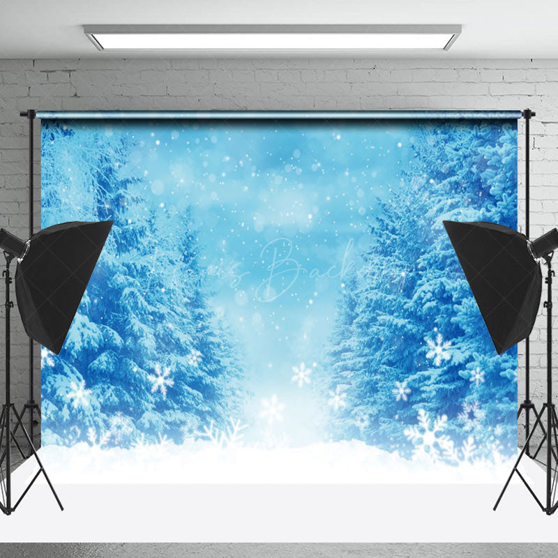 Lofaris Dream Blue Wonderland Cedar Snowflake Winter Backdrop