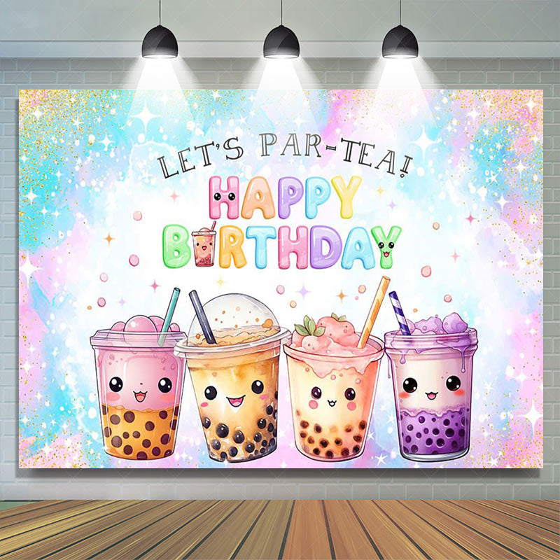 Lofaris Dreamlike Glitter Lets Partea Happy Birthday Backdrop