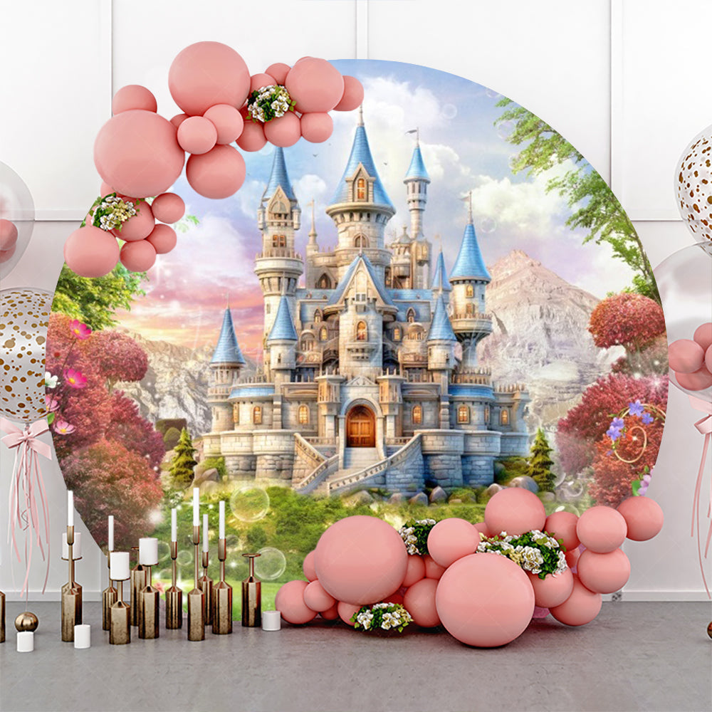 Lofaris Dreamy Castle Spring Scenery Party Round Backdrop