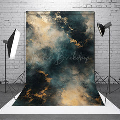 Lofaris Dreamy Deep Blue And Gold Abstract Texture Backdrop