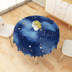 Lofaris Dreamy Night Sky Giant Moon Starry Rectangle Tablecloth