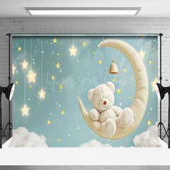 Lofaris Dreamy White Bear Asleep on Crescent Moon Backdrop