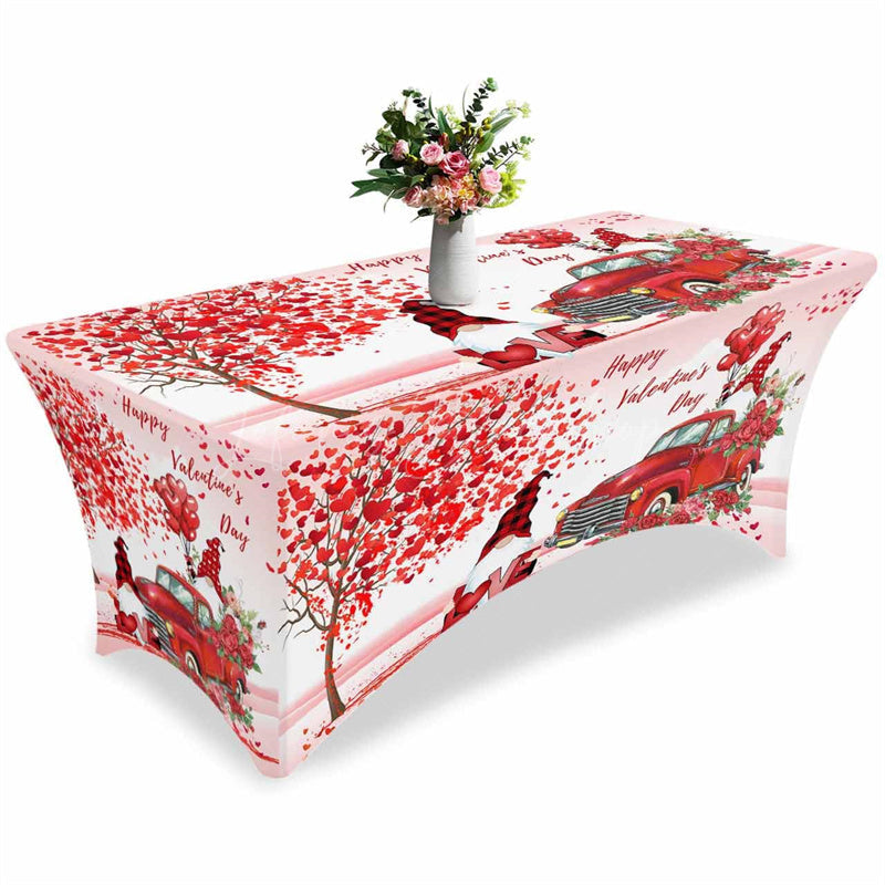 Lofaris Dwarfs Truck Rose Balloon Valentines Stretch Table Cover