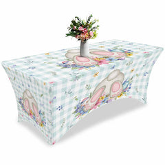 Lofaris Easter Blossom Flower Bunny Tail Fitted Stretch Table Cover