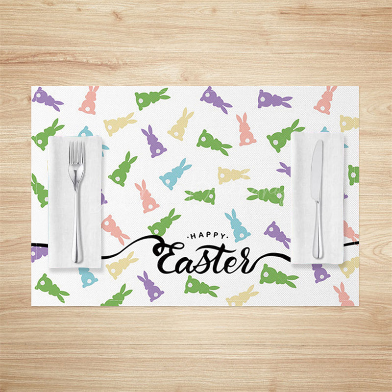 Lofaris Easter Colorful Bunny Silhouette Set Of 4 Placemats