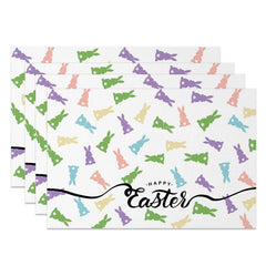 Lofaris Easter Colorful Bunny Silhouette Set Of 4 Placemats