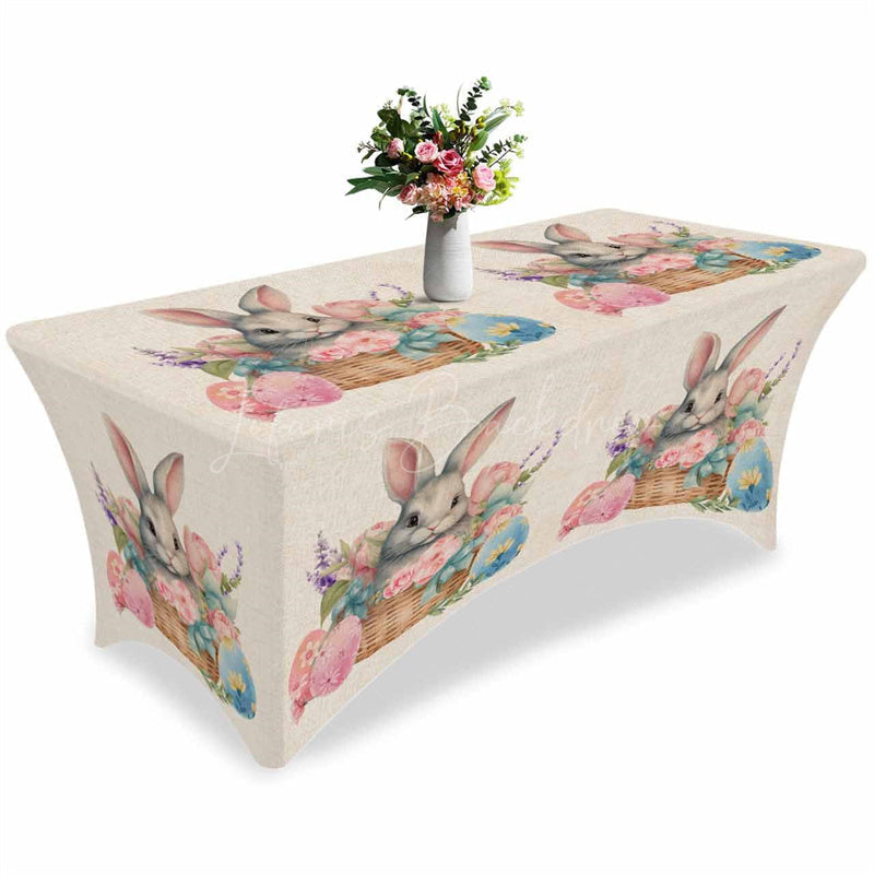 Lofaris Easter Egg Cute Bunny Basket Fitted Stretch Table Cover