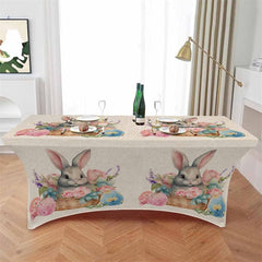 Lofaris Easter Egg Cute Bunny Basket Fitted Stretch Table Cover