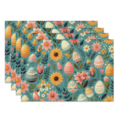 Lofaris Easter Eggs Floral Plant Green Set Of 4 Placemats