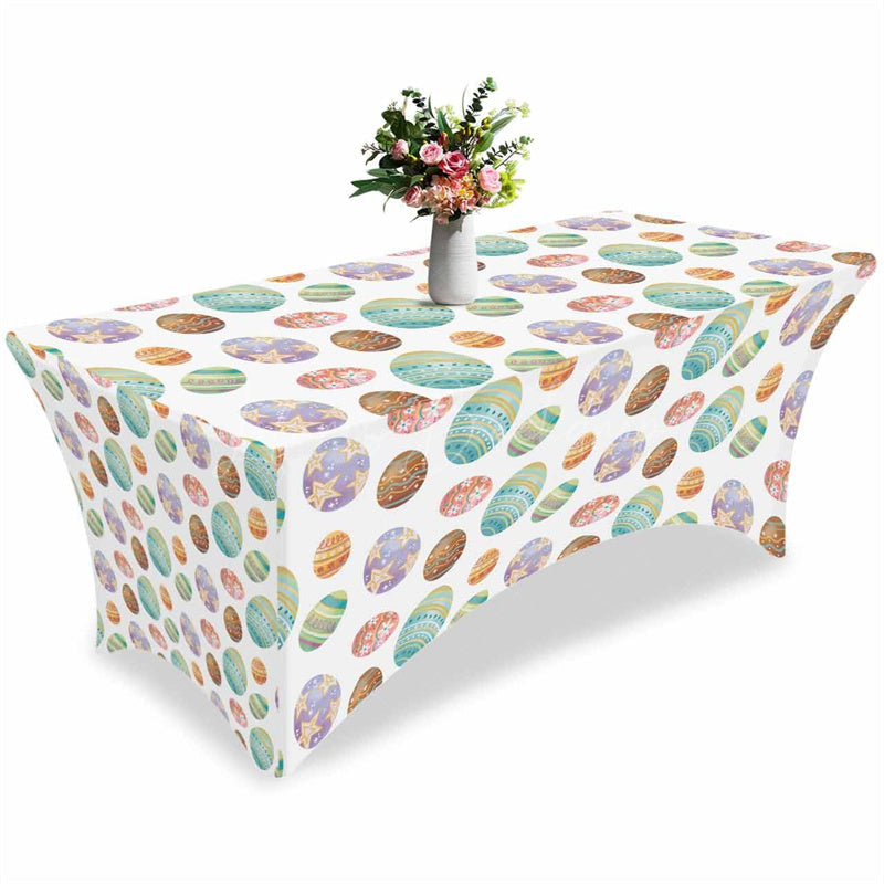 Lofaris Easter Seamless Colorful Eggs Fitted Stretch Table Cover