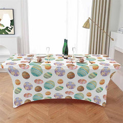 Lofaris Easter Seamless Colorful Eggs Fitted Stretch Table Cover