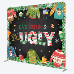 Lofaris Eat Drink And Be Ugly Christmas Pillow Case Backdrop