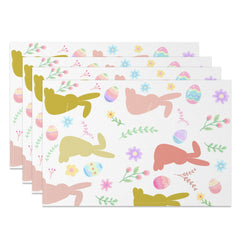 Lofaris Eggs Floral Leaf Bunny Easter Set Of 4 Placemats