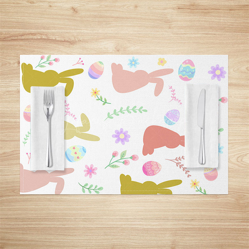 Lofaris Eggs Floral Leaf Bunny Easter Set Of 4 Placemats