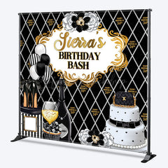 Lofaris Elegant Black Step And Repeat Custom Birthday Backdrop