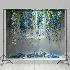 Lofaris Elegant Blue Floral Fine Art Photo Room Set Backdrop