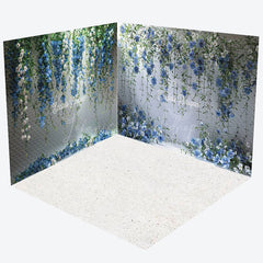 Lofaris Elegant Blue Floral Fine Art Photo Room Set Backdrop