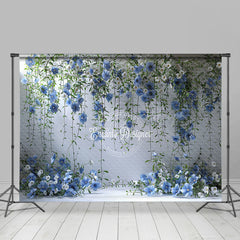 Lofaris Elegant Blue Floral Fine Art Photo Room Set Backdrop